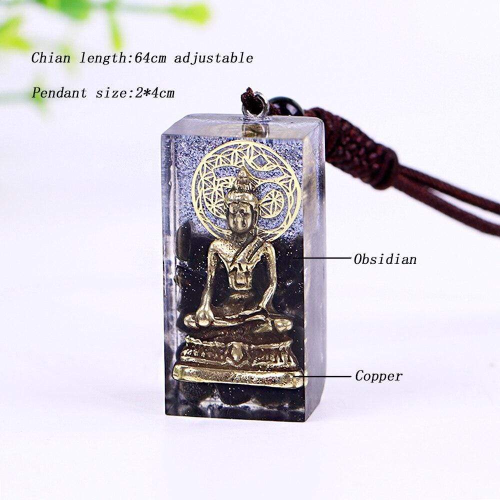 Obsidian Buddha Orgone Necklace Necklace