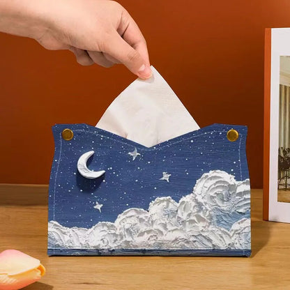 Oil Painting Leather Tissue Box