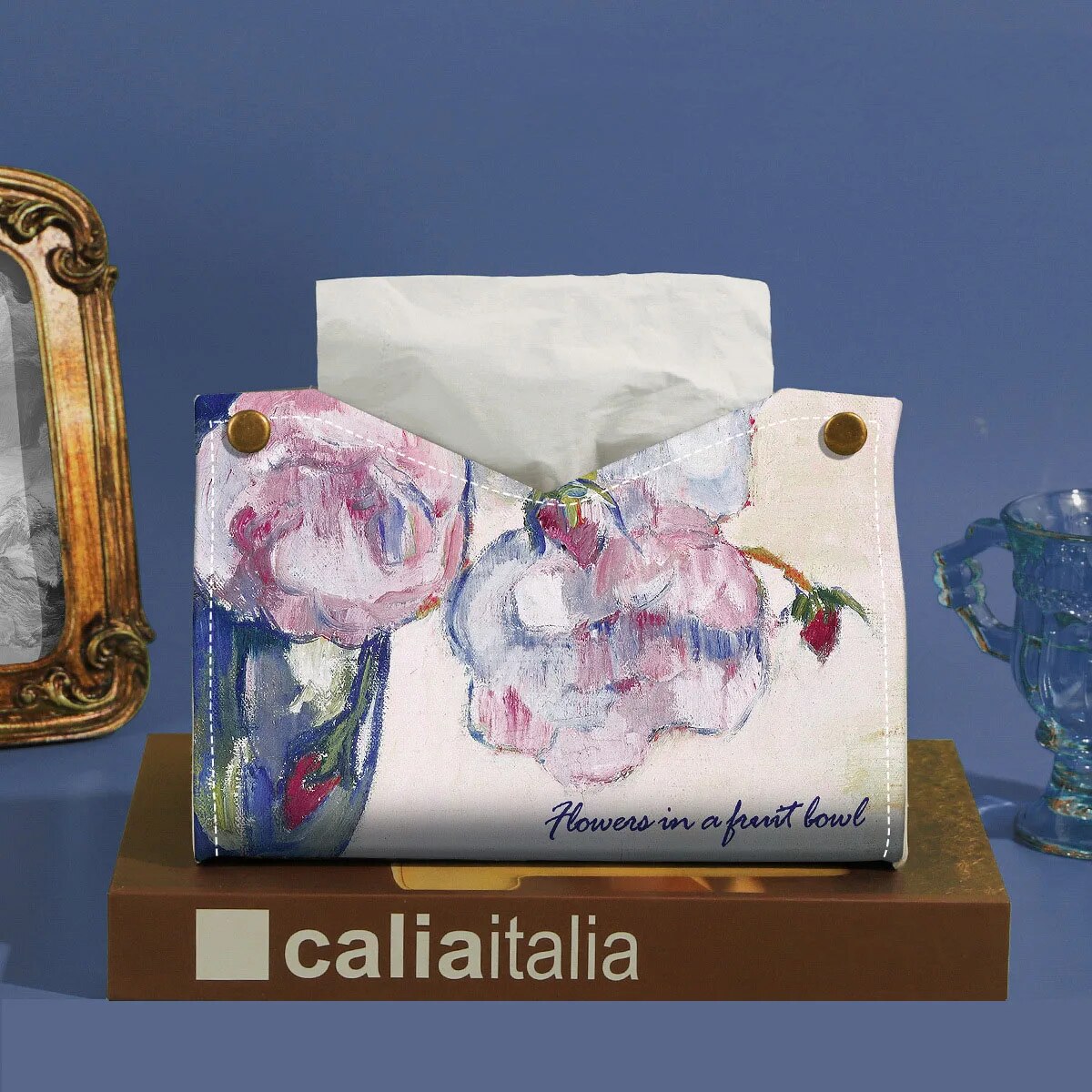 Oil Painting Leather Tissue Box