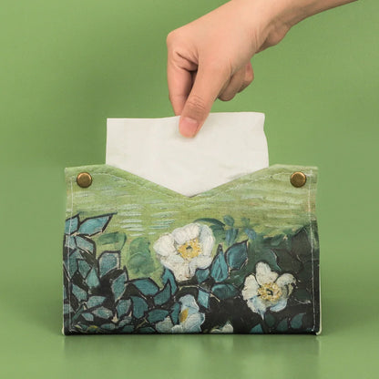 Oil Painting Leather Tissue Box