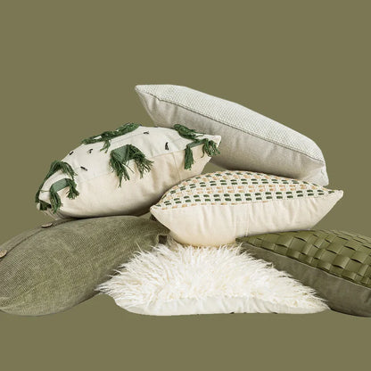 Funda de almohada para sofá verde oliva