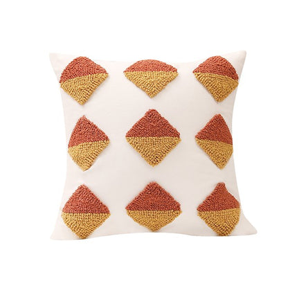 Ochre Tufted Cushion Cover boho tassel