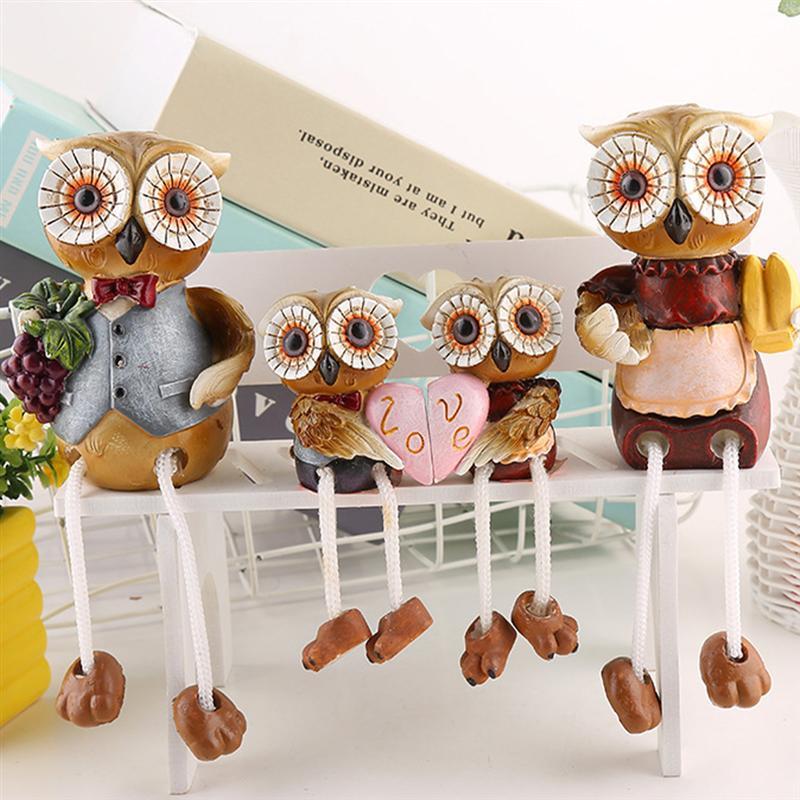 Owl Family Feet-Hanging Figurines (4pcs )