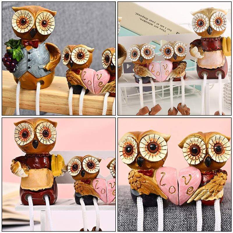 Owl Family Feet-Hanging Figurines (4pcs )