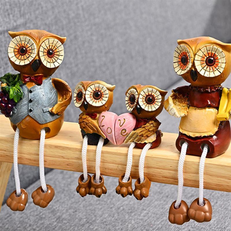 Owl Family Feet-Hanging Figurines (4pcs )