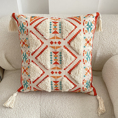 Boho Tufted Tasseled Throw Pillow Cover