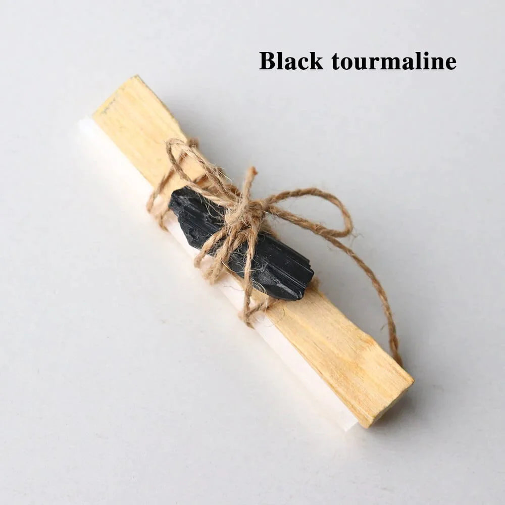 Palo Santo With Crystal Stone And Selenite Rope Binding Set crystal stones Crystals