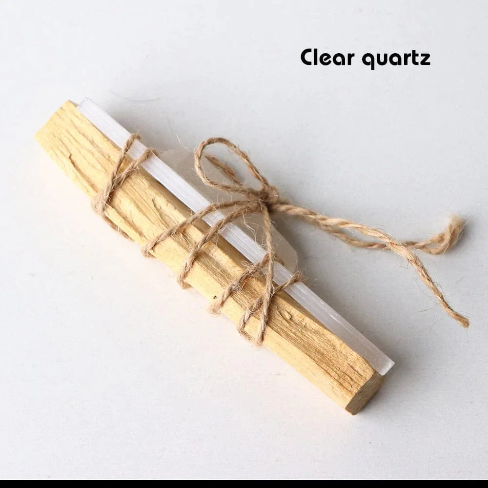 Palo Santo With Crystal Stone And Selenite Rope Binding Set crystal stones Crystals