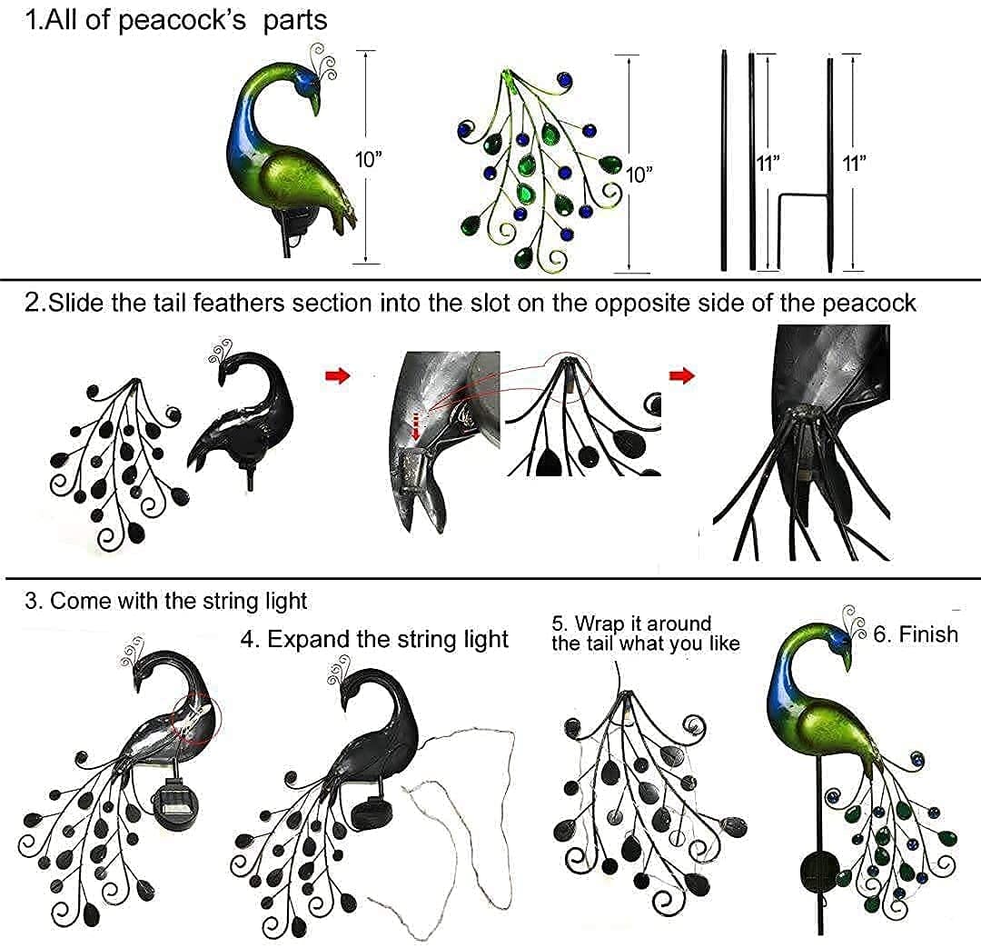 Peacock Stake Garden Solar Light