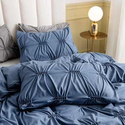 Pinch Pleated Pintuck Duvet Cover Set