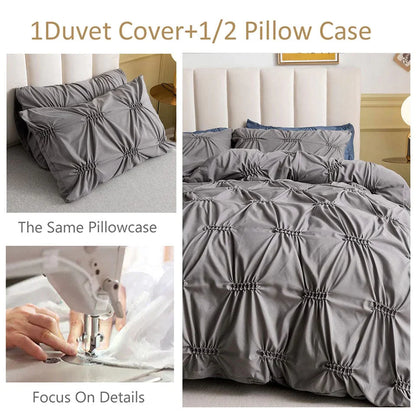 Pinch Pleated Pintuck Duvet Cover Set