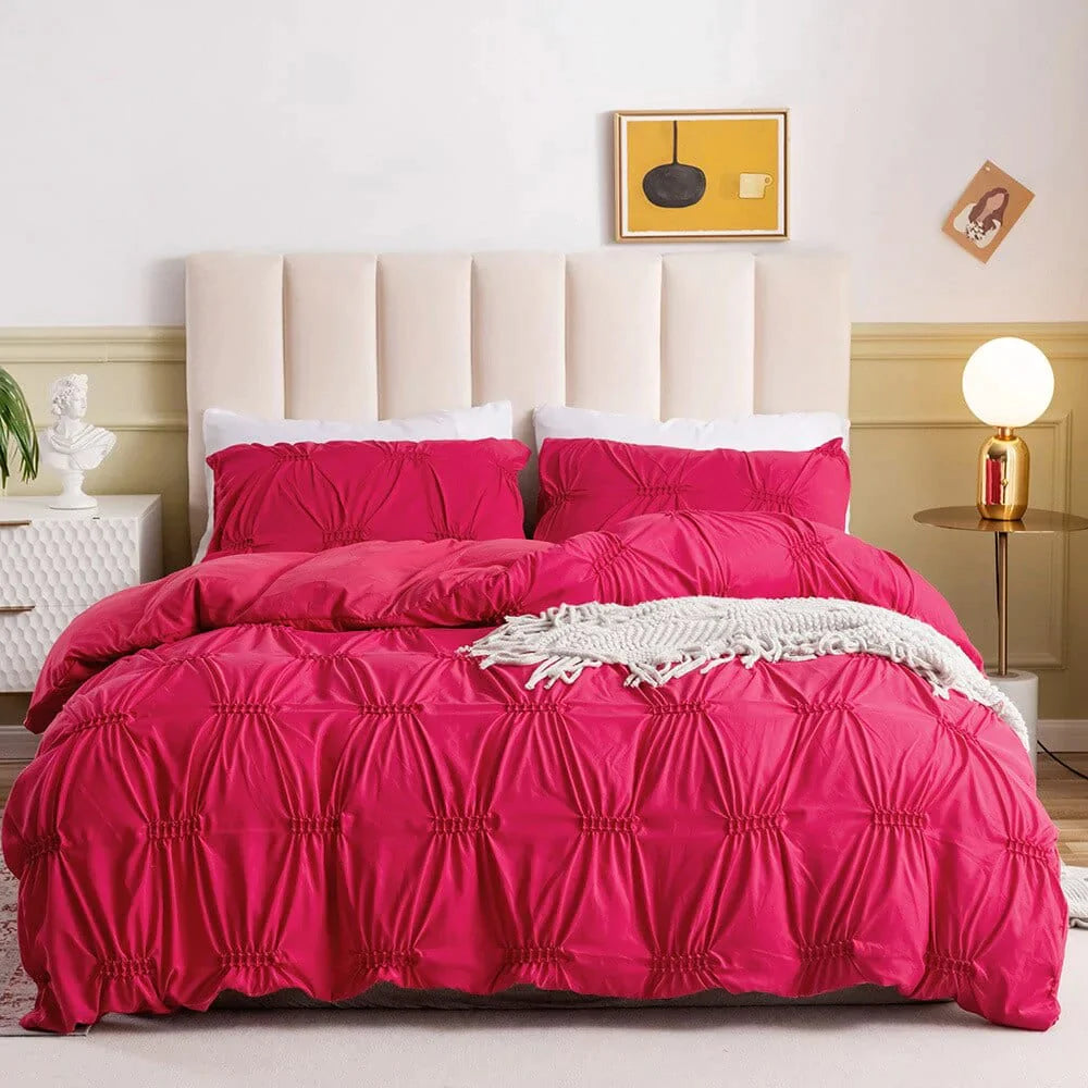 Pinch Pleated Pintuck Duvet Cover Set