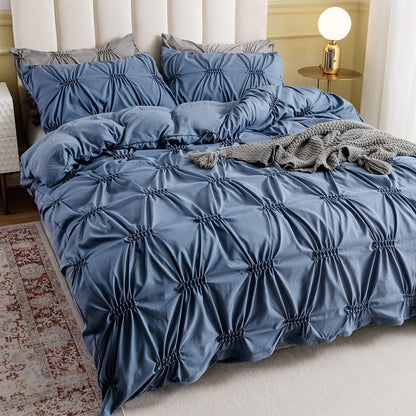 Pinch Pleated Pintuck Duvet Cover Set