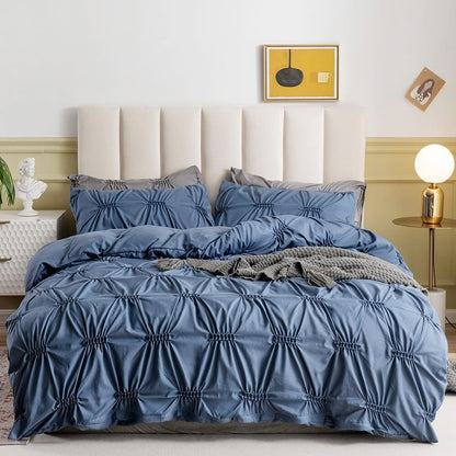 Pinch Pleated Pintuck Duvet Cover Set