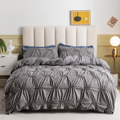 Pinch Pleated Pintuck Duvet Cover Set