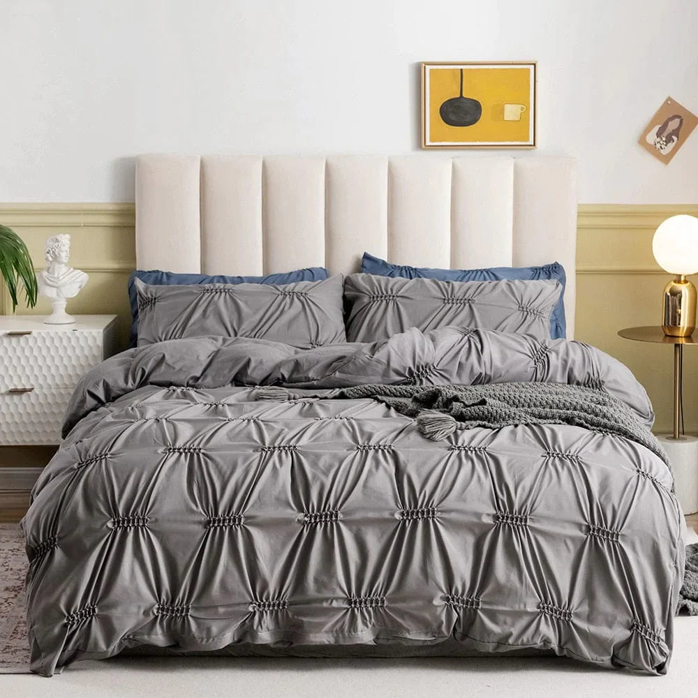 Pinch Pleated Pintuck Duvet Cover Set