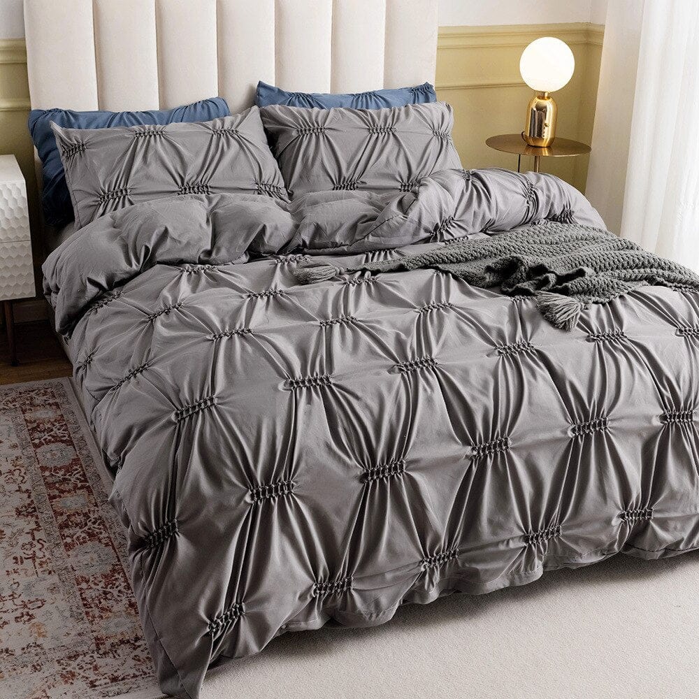 Pinch Pleated Pintuck Duvet Cover Set