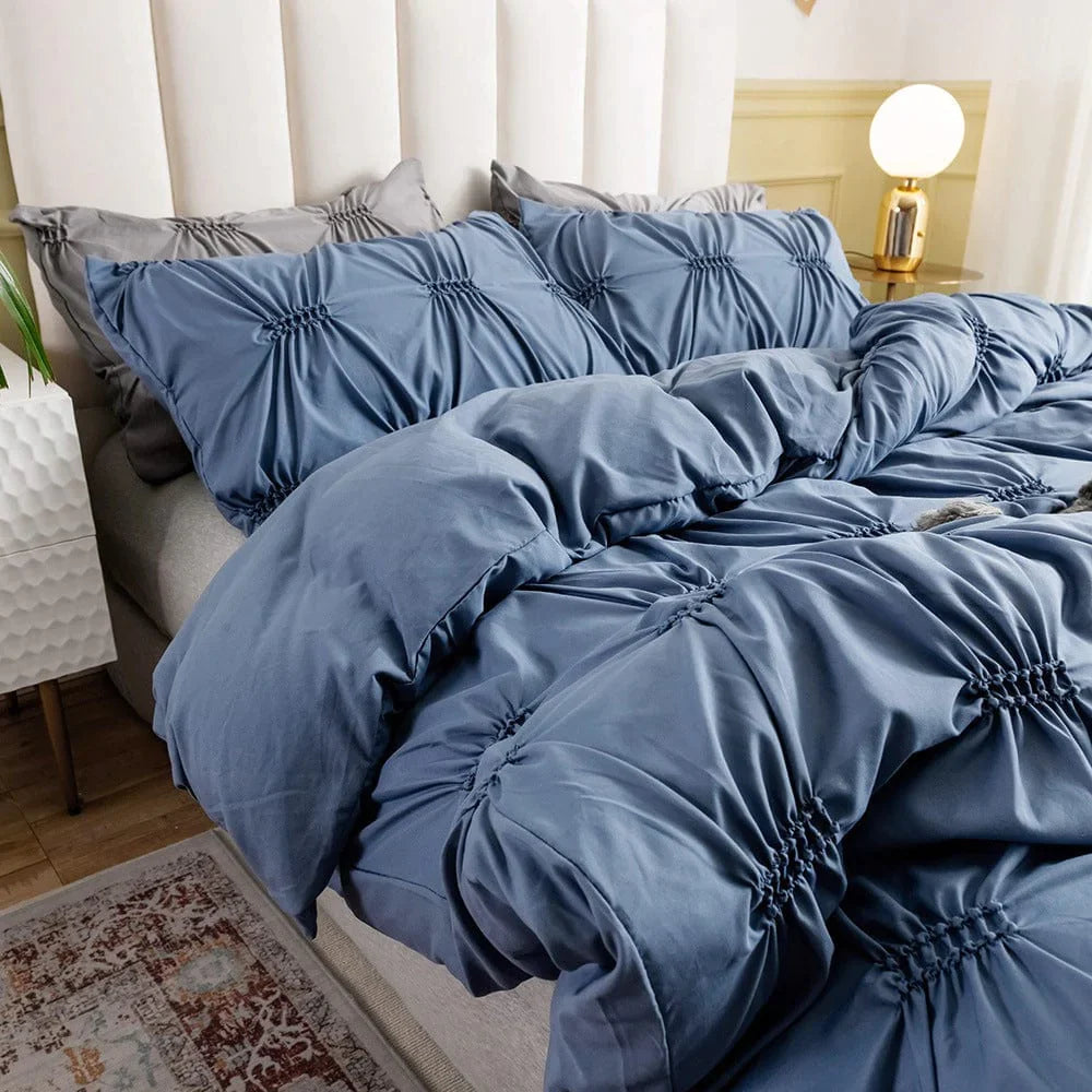 Pinch Pleated Pintuck Duvet Cover Set