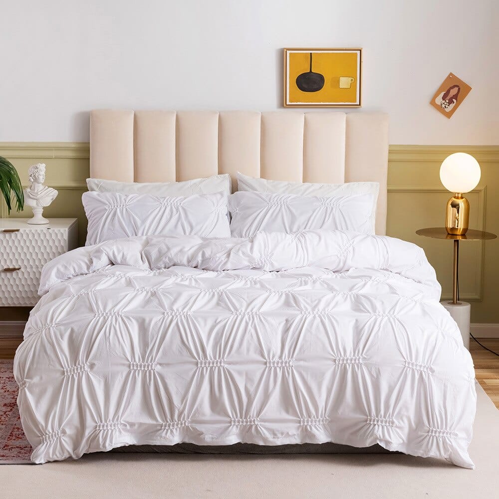 Pinch Pleated Pintuck Duvet Cover Set