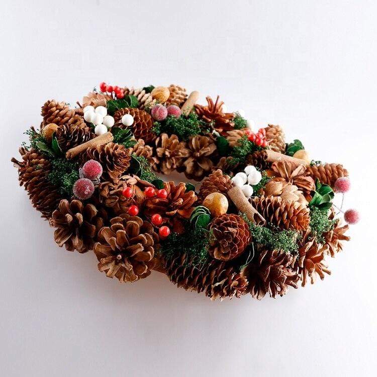 Pine Cones Blossom Artificial Christmas Wreath