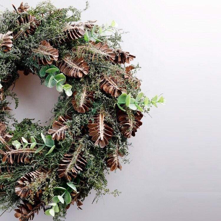 Pine Cones & Leaves Christmas Wreath