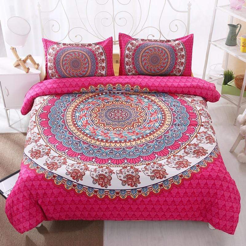 Pink Bohemian Mandala Bedding Set Duvet Covers & Sets