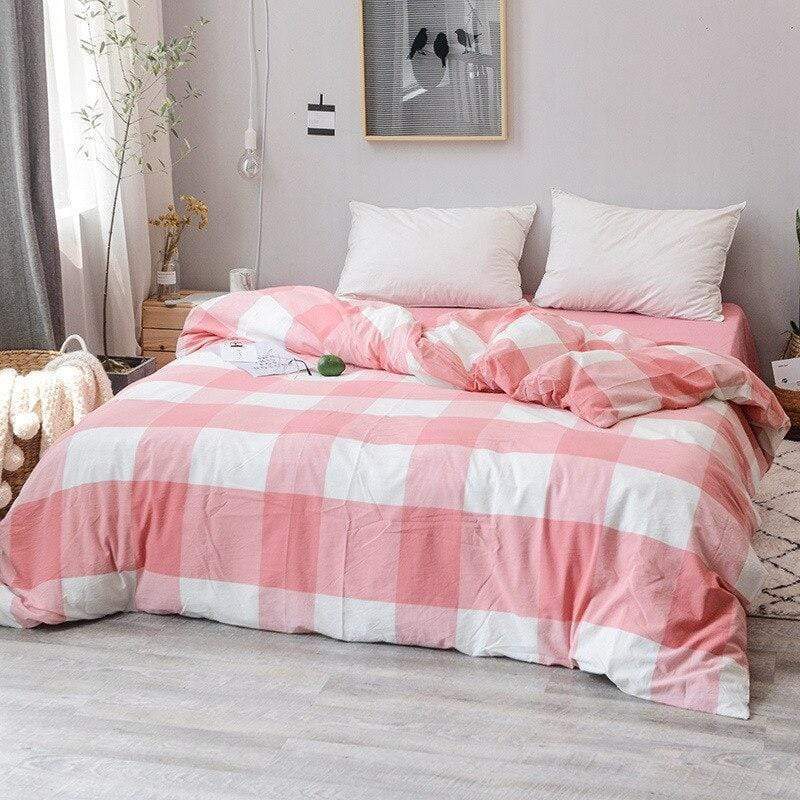 Plaid Washed Cotton Duvet Cover Quilts & Sets