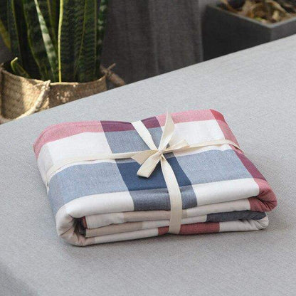 Plaid Washed Cotton Duvet Cover Quilts & Sets