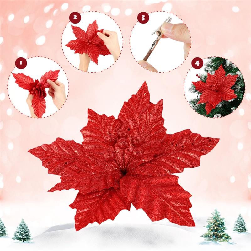 Poinsettia Flower Christmas Tree Decor