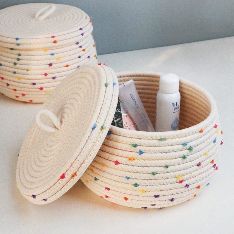 Polka Dot Cotton Rope Basket