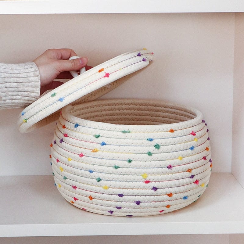 Polka Dot Cotton Rope Basket