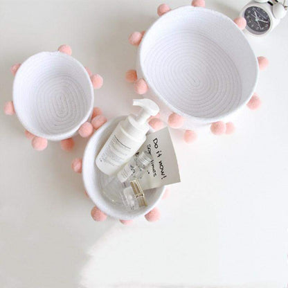 Pompom Cotton Rope Baskets