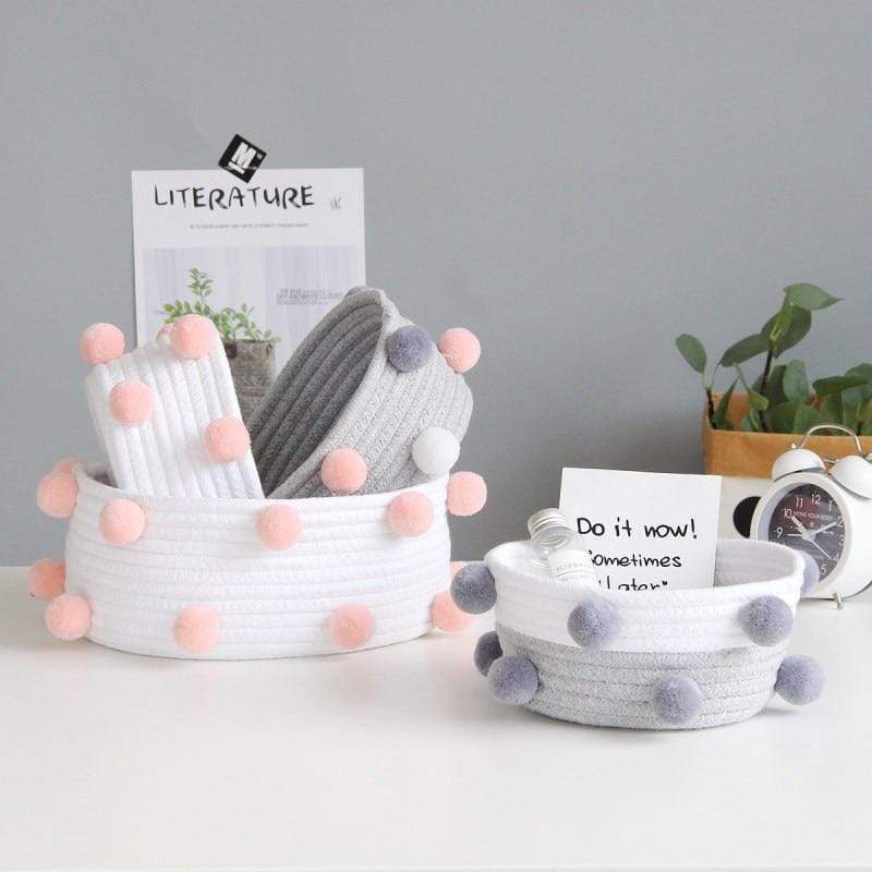 Pompom Cotton Rope Baskets