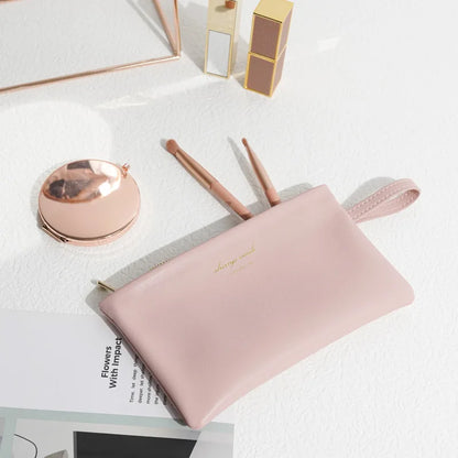 Portable Leather Cosmetic Bag