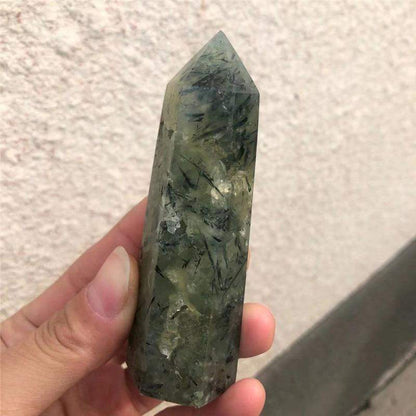 Prehnite Quartz Crystal Point