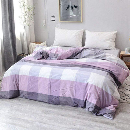 Purple & Grey Plaid Duvet Cover Quilts & Sets