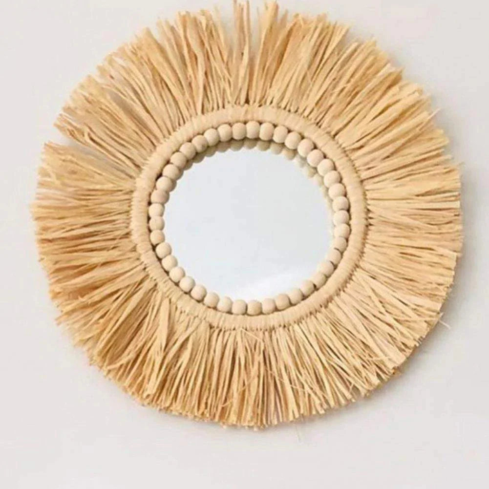 Raffia Hanging Mirror Mirrors