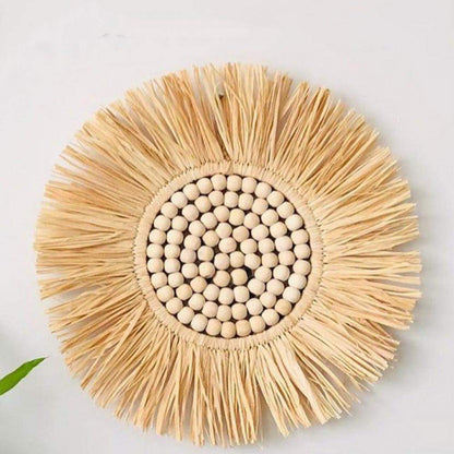 Raffia Hanging Mirror Mirrors