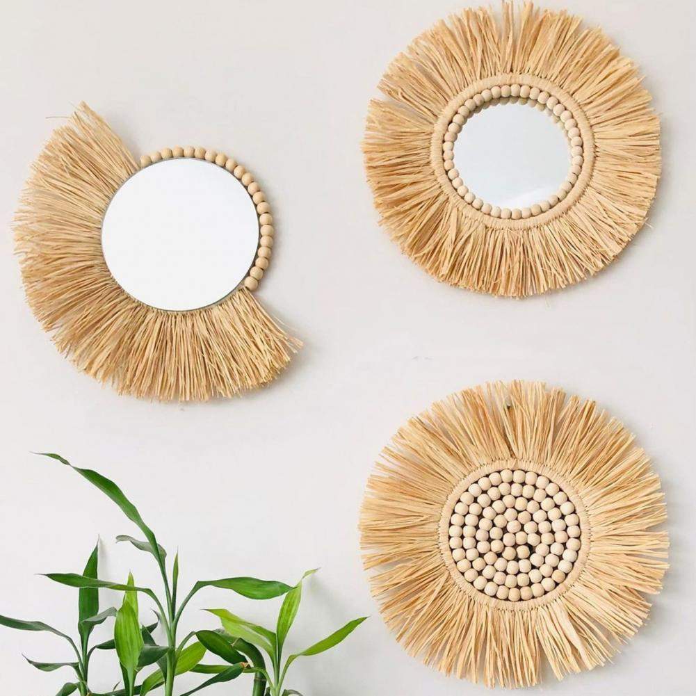 Raffia Hanging Mirror Mirrors