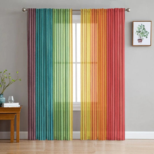 Rainbow Chiffon Sheer Curtains