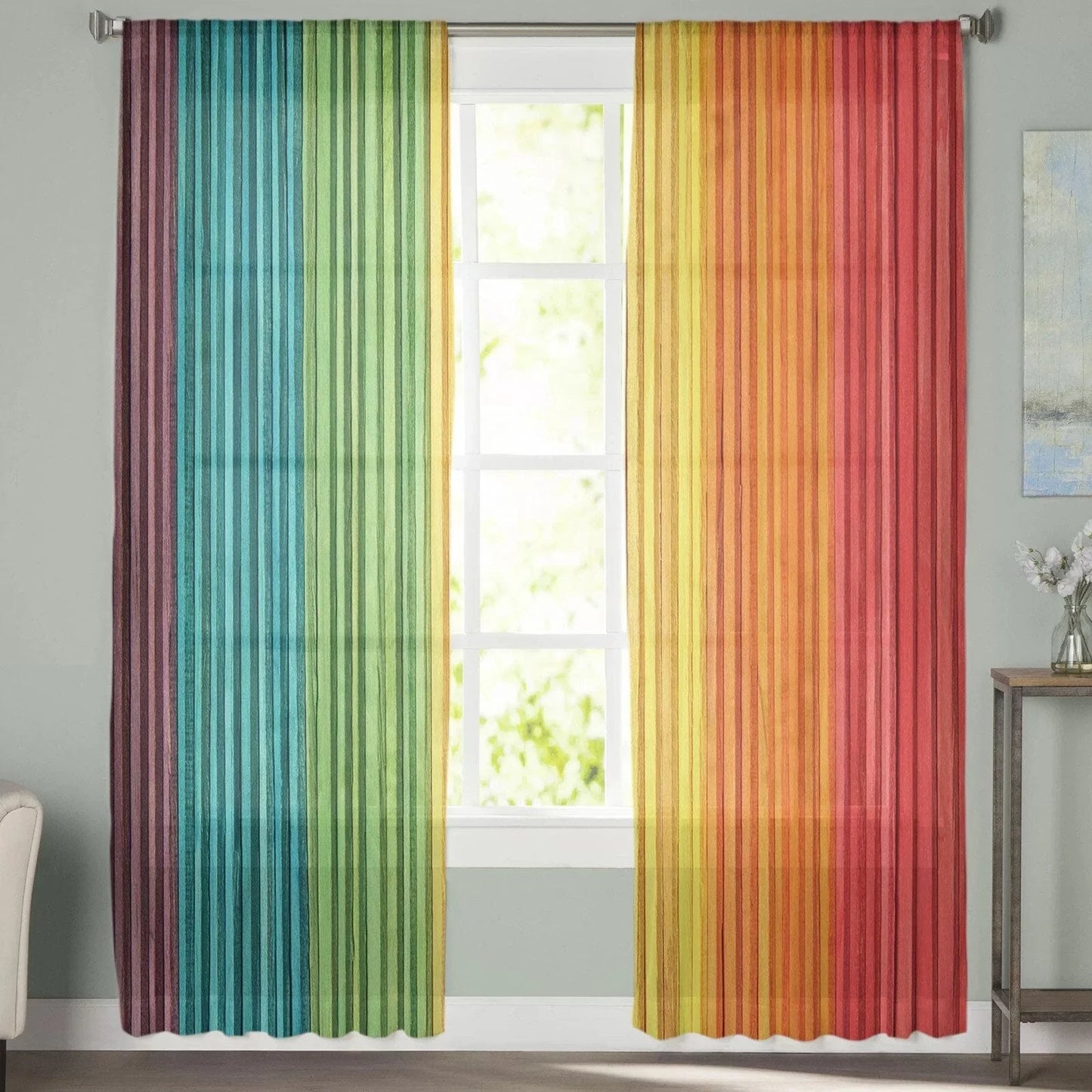 Rainbow Chiffon Sheer Curtains