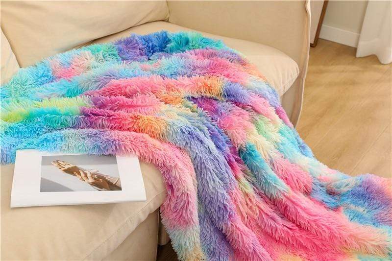 Rainbow Coral Fleece Fluffy Blanket Blankets & Throws