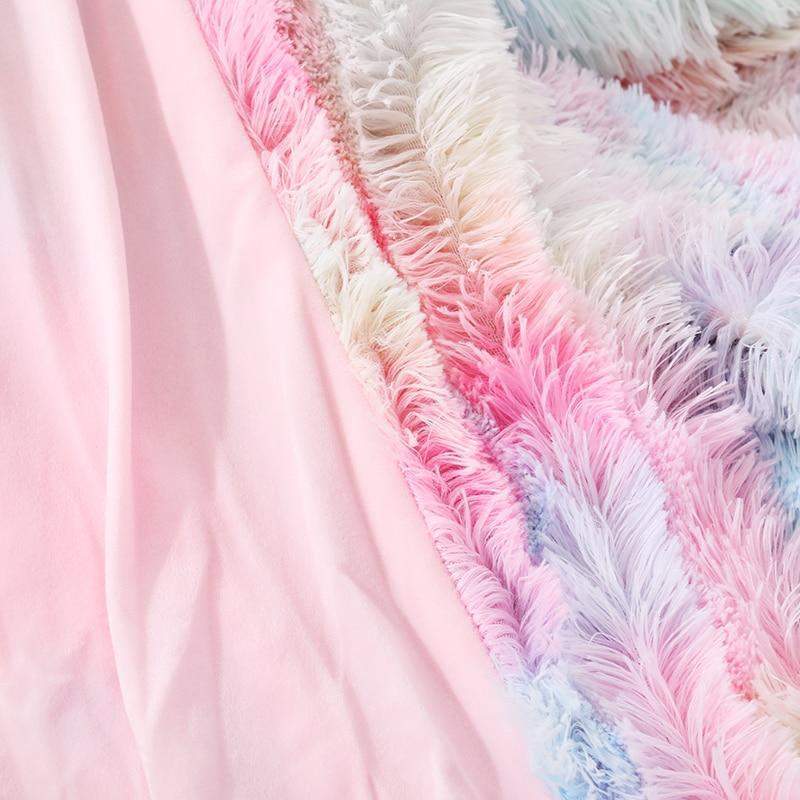 Rainbow Coral Fleece Fluffy Blanket Blankets & Throws