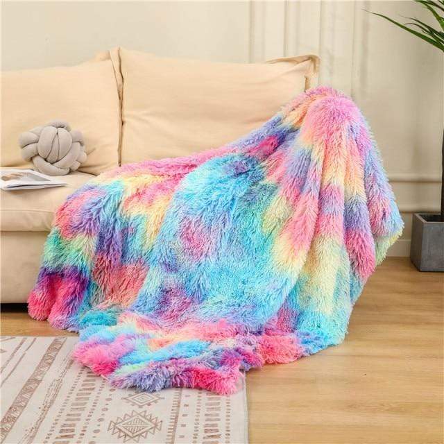 Rainbow Coral Fleece Fluffy Blanket Blankets & Throws