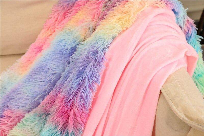 Rainbow Coral Fleece Fluffy Blanket Blankets & Throws