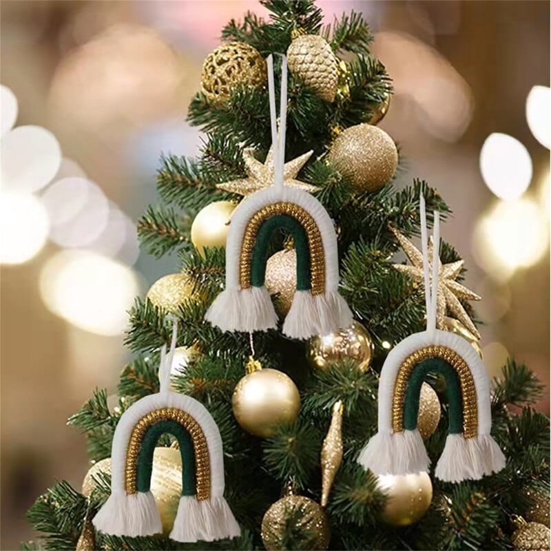 Rainbow Macrame Christmas Tree Decor