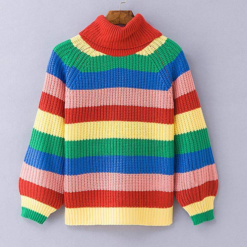 Rainbow Turtleneck Sweater Sweater