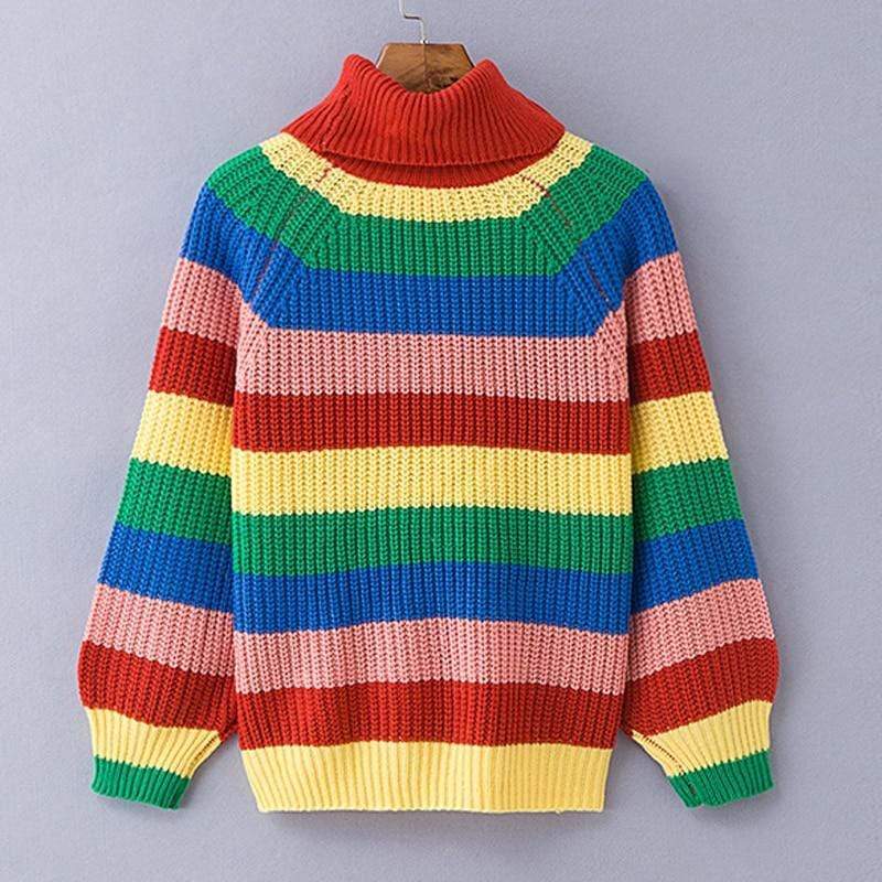 Rainbow Turtleneck Sweater Sweater