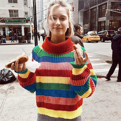 Rainbow Turtleneck Sweater Sweater