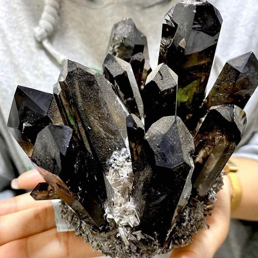 Rare Tibetan Ghost phantom Quartz Crystal Cluster